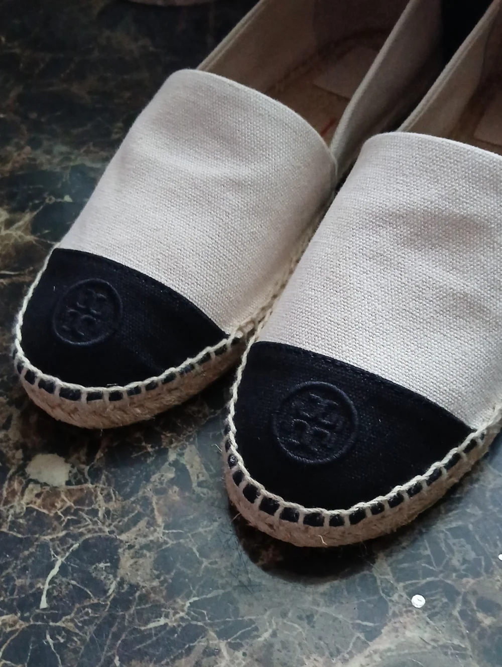 Tory Burch Logo Color Block Flat Espadrille Shoes Size 10 for Women